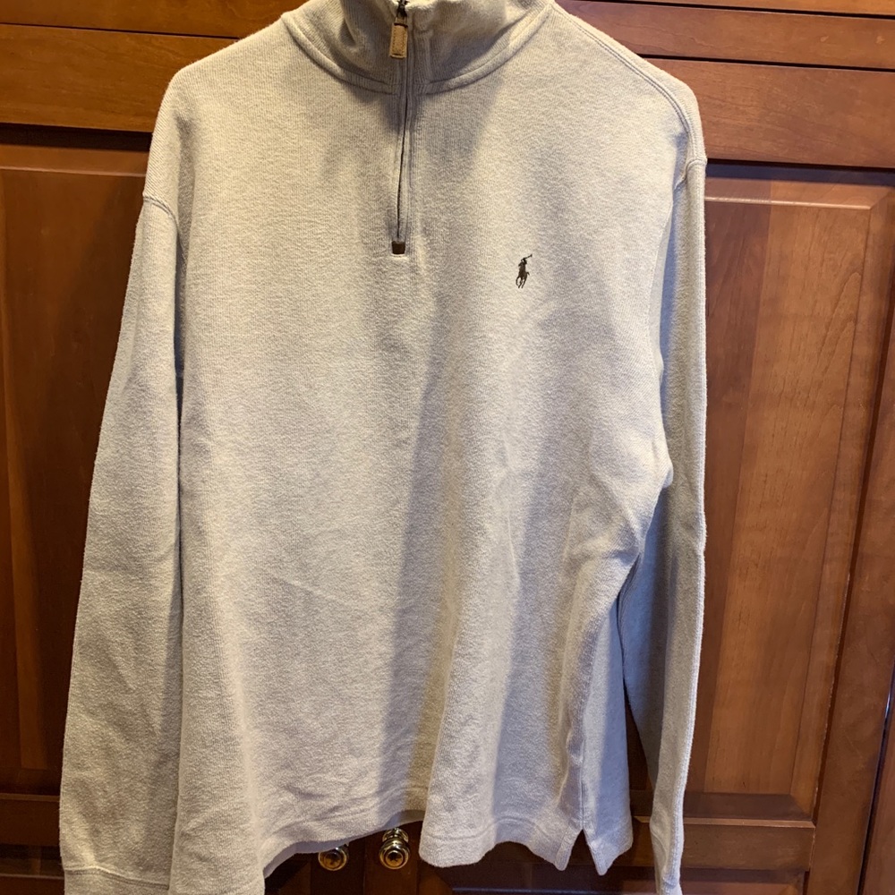 Ralph Lauren Polo Mens Tan Beige Brown 1/4 Zip Knit Sweater Size XL